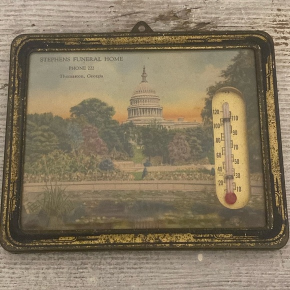 Vintage Framed Hanging 'Stephens Funeral Home' Thermometer Wall Advertisement - Picture 1 of 7